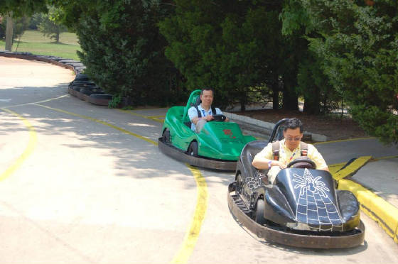 VP Gong in green go-cart & Frank(me)