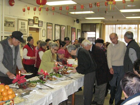 Line up for
                Buffet Lunch