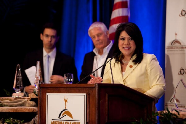 Rep.
                  Kimberly Yee receives the 2011 Representative of the
                  Year Award on June 24, 2011. Photo by Timon Harper.